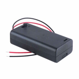 Batteriehalter-Gehäuse, 2xAA, Schalter und Anschlusslitzen