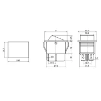 Kontroll-Wippschalter 30x22mm Schutzkappe | 2-polig EIN/AUS 15A 250VAC | 0/I Rot