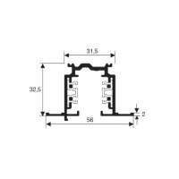 NORDIC-ALUMINIUM XTSF4100-2 Einbau-Stromschiene 3-Phasen | 1m Schwarz