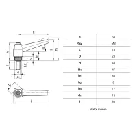 ELESA-GANTER MR.63 p-M8x30-C9 Klemmhebel verstellbar |...