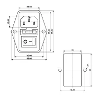 Kaltgeräte-Einbaustecker mit Sicherungshalter und Kontrollschalter