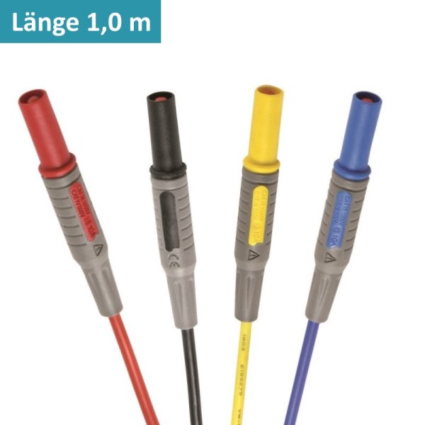 Messleitungen-Set mit 4mm Sicherheitssteckern, 1,0m, rot/schwarz/gelb/blau