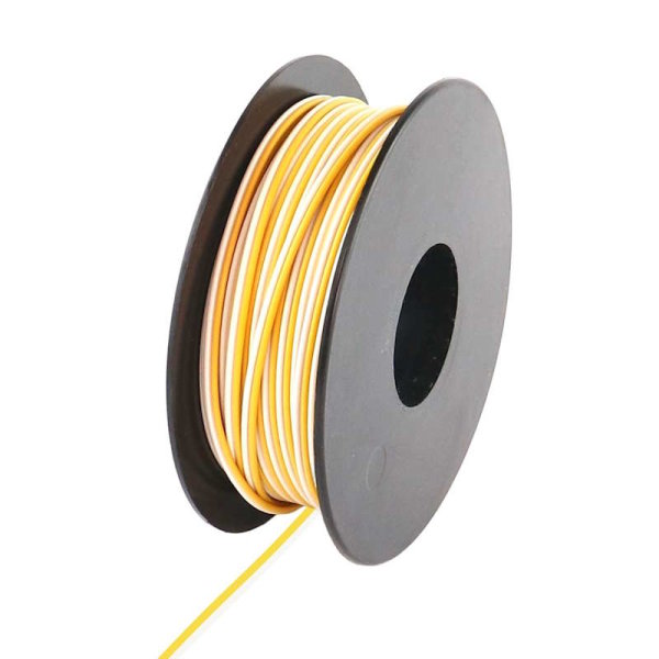 LiYZ Flachleitung, 2x0,14mm², 25m Spule, Adernfarben weiß/gelb