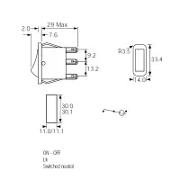 ARCOLECTRIC Kontroll-Wippschalter 30x11mm | 1-polig...