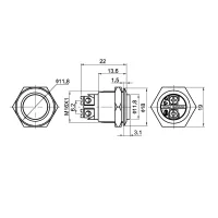 18mm Edelstahl-Taster, IP65, 1 Schließer, 3A/250V,...