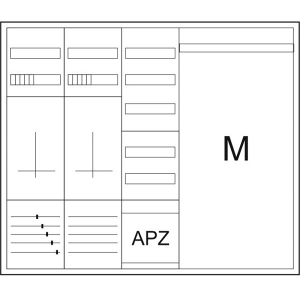Zählerschrank, 2x 3-Punkt Zählerplatz, Verteilerfeld/APZ, Mediafeld breit