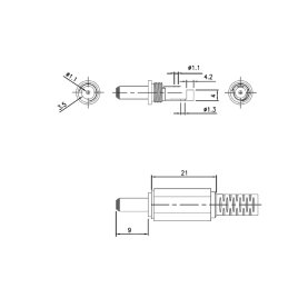 DC-Hohlstecker mit Knickschutz, gerade, L 9mm, Ø 1,1/3,5mm