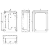 IP65 Modulgehäuse mit Gummidichtung, ABS, lichtgrau, 83x58x33mm