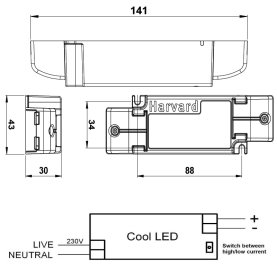 Konstantstrom LED-Treiber, 700mA, 21,5V, 15W, Zugentlastung