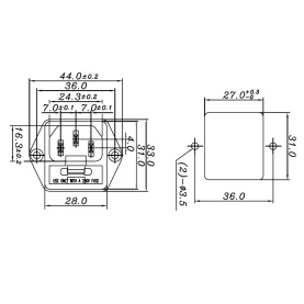 Kaltgeräte-Einbaustecker mit Sicherungshalter, 10A/250V, schwarz