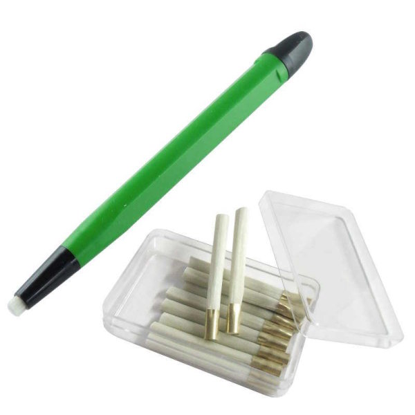 Set 1x Glasfaserradierer 2 mm gelb 12 Glasfaser-Ersatzpinsel Polierstift 