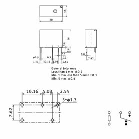 PANASONIC ALQ106 Print-Leistungsrelais, 6V-, 1 Wechsler, 10A/250V~
