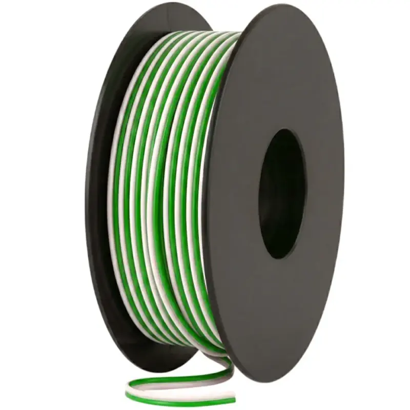 LiY-Z Flachleitung 2x0,14mm² | Zwillingslitze RM1,35 | 25m Spule | Weiß/Grün