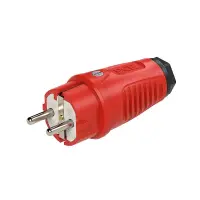 Gummi-Schutzkontaktstecker Rot | 16A 250VAC gerade