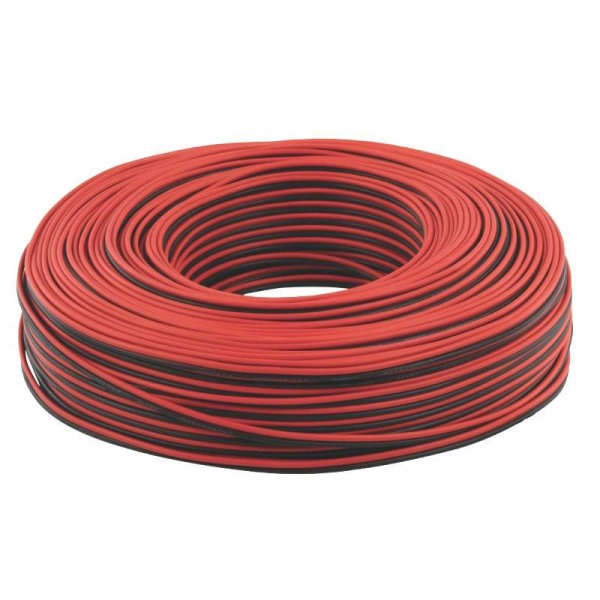 Flachleitung, 2x0,50mm², 100m, Adernfarben rot/schwarz