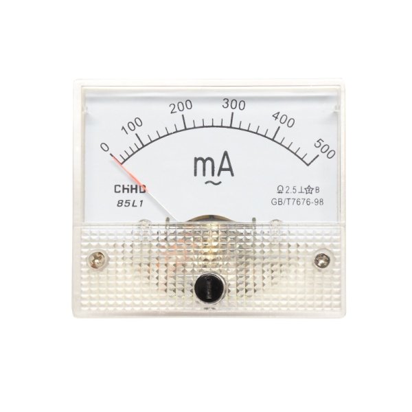 Einbaumessinstrument, analog, 64x56mm, Amperemeter 100µA/DC