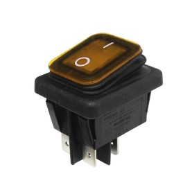 Kontroll-Wippenschalter, IP65, 30x22mm, 2-polig, EIN/AUS, 16A/250V, orange