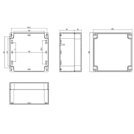 IP65 Modulgehäuse mit Gummidichtung, ABS, lichtgrau, 160x160x90mm