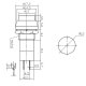 Drucktaster mit 12mm Einbau-Ø, 1 Schließer, 1A, 250V~, 5 Farben