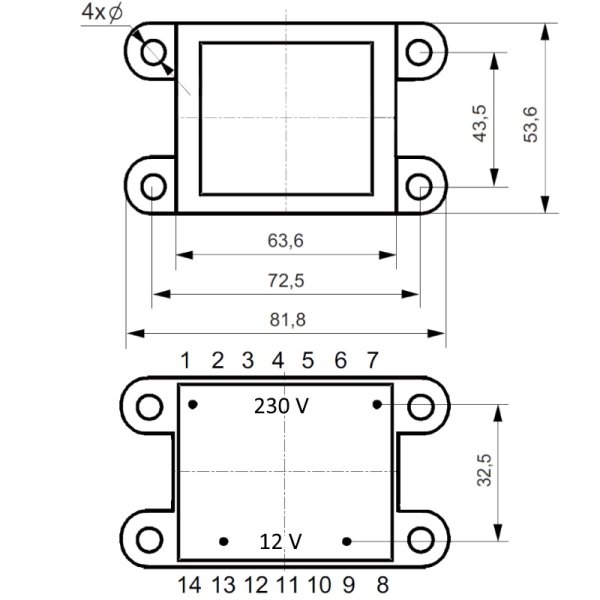 PSS10T/230/12V BREVE TUFVASSONS - Transformator: Netz, 10VA; 230VAC; 12V;  Ausg: Klemmleiste; IP30