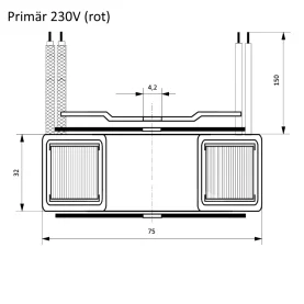 Ringkerntransformator, 50VA, 230V zu 12V, 4,10A, 75x32mm