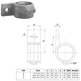 Temperguss Rohrverbinder-Serie, Formteil: Befestigungsplatte, einseitig, 42,4mm (1¼")