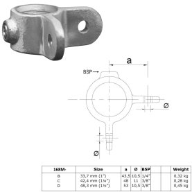 Temperguss Rohrverbinder-Serie, Formteil: Winkel-Einsteckdrehgelenk, 90°, 60,3mm (2")