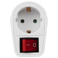 Schutzkontakt-Steckeradapter mit beleuchtetem Schalter, 3...