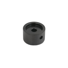 Drehknopf für 6mm-Achse, Schraubenbefestigung, Alu schwarz, geriffelt, 25x15,5mm