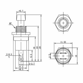 Drucktaster, Einbau-Ø 7mm, Schließer, 0,5A/30V-, weiß