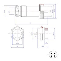 M16 Steckverbinder-Paar | Buchse/Stecker verschraubbar | 7A 4-polig