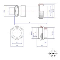 M16 Steckverbinder-Paar | Buchse/Stecker verschraubbar | 7A 9-polig