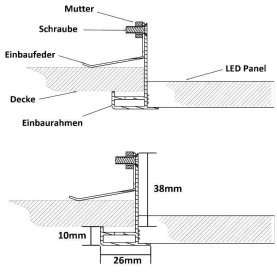 Einbaurahmen für LED-Panel 120x30cm, weiß