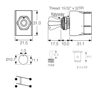 BULGIN C3950BB Kippschalter, IP67, 2-polig, EIN-AUS, 16A,...