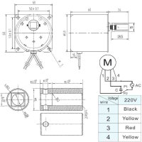 AC Synchron-Getriebemotor, 60mm, 230V, 50Hz, 4W, 2RPM, für 8mm-Grillspieß