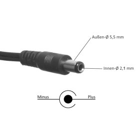 Steckerschaltnetzteil, 12V-, 0,5A, 5,5/2,1mm (+ innen), Slim