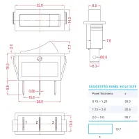 Kontroll-Wippschalter 30x11mm | 1-polig EIN/AUS 16A 250VAC | 0/I Orange