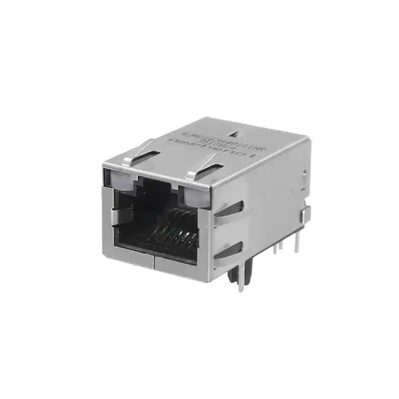RJ45 Modularbuchse geschirmt mit LEDs & Übertrager | 8P8C Printmontage 90°