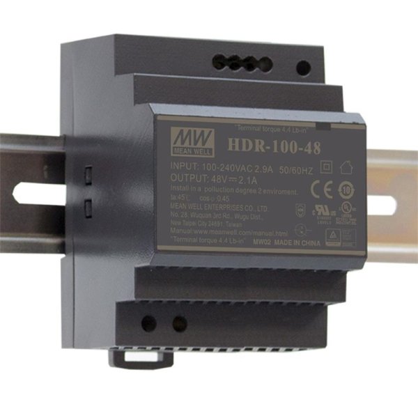 MeanWell Serie HDR-100, 100W Schaltnetzteile für 35mm DIN-Schiene