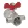 Edelstahl Kugelhahn DN20 3/4" IG | 2x Wartungsanschlüsse 1/4" IG | PN25 Griff Rot