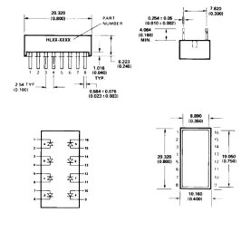 AVAGO HLMP-2785 LED Lichtbalken, 19,05x8,89mm, gelb, 70mcd, 20mA, RM2,54