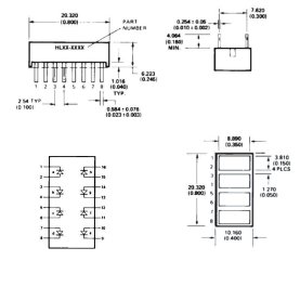 AVAGO HLMP-2620 LED Lichtbalken, 4x 3,81x8,89mm, rot, 50mcd, 20mA, RM2,54