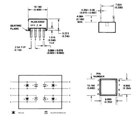 AVAGO HLMP-2755 LED Lichtbalken, 8,89x8,89mm, gelb, 20mA, RM2,54