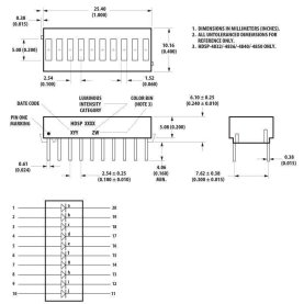 AVAGO HDSP-4840 LED-Balkenanzeige, 10 Elemente 5,08x1,52mm, gelb