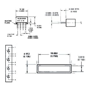 AVAGO HLMP-2550 LED Lichtbalken, 3,81x19,05mm, grün, 20mA, RM2,54