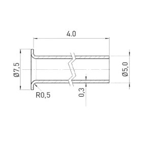 Rohrnieten, Messing verzinnt, 5x0,3x4mm, 100 Stück