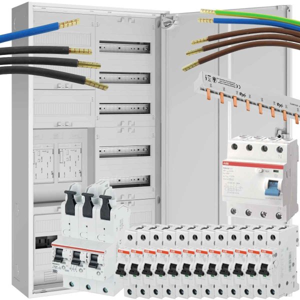 Komplett-Zählerschrank, 2x eHZ, Verteilerfeld/APZ, SLS 35A, FI, 12x B16