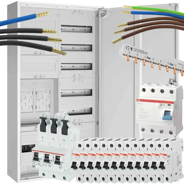 Komplett-Zählerschrank, 2x eHZ/2R, Verteilerfeld/APZ, SLS 35A, FI, 12x B16