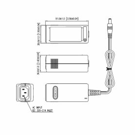 Tisch-Steckerschaltnetzteil, 12V-, 1,25A, 5,5/2,1mm (+ innen), mit Kaltgerätekabel