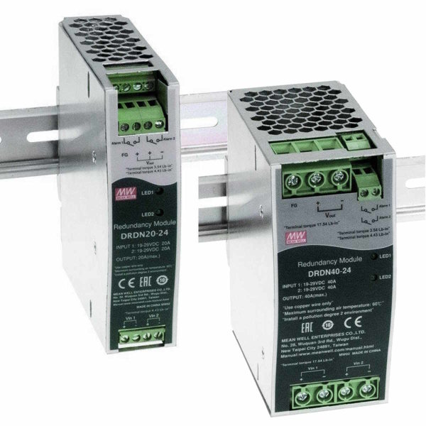 MeanWell Serien DRDN20/DRDN40 Redundanzmodule für DIN-Schiene